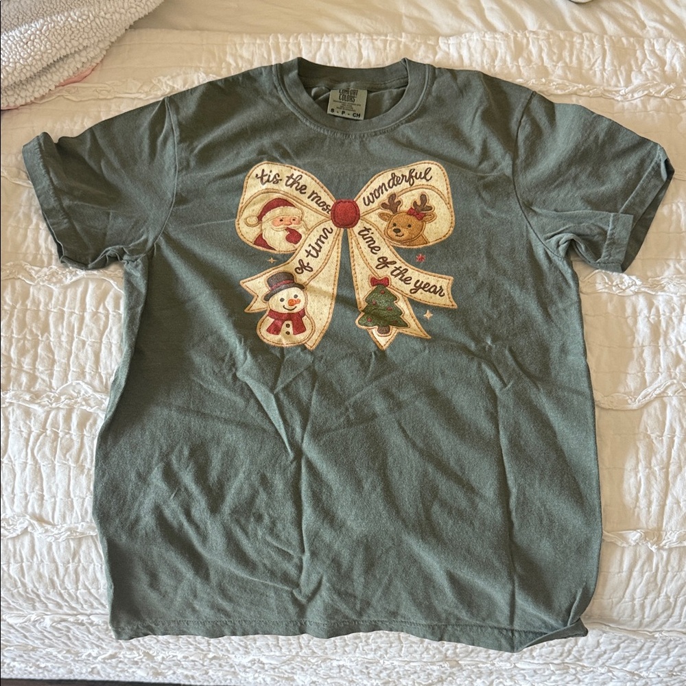 Comfort Colors Olive Holiday Graphic Tee